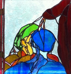 stained glass panel called watersports kiss