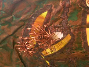 copper glass and stone detail